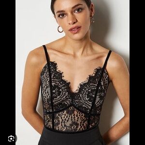 Nasty gal lace to the top bodysuit in wine - AK